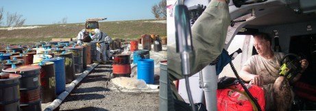 How'd we go from communicating search and rescue operations to oil and HAZMAT recovery in a matter of weeks? Easy. We worked for the Coast Guard. Left photo by Russ Tippetts, used with permission; right by Dan Taylor, used with permission. Full credit info at bottom of this piece.