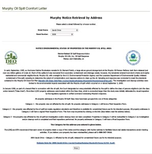 A Louisiana Department of Environmental Quality "Comfort Letter" for a now non-existent address in Chalmette, La.